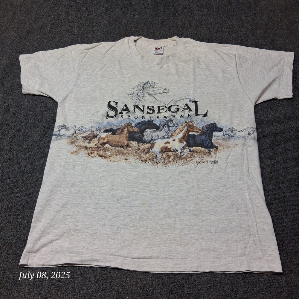 Vintage Sansegal Sportswear Single Stitch Horse Nature Shirt Double Sided